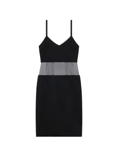 Marni Black Wool Dress With Satin Waist