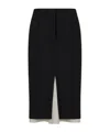 Marni Black Wool Midi Skirt With Visible Lining In Black