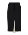 Marni Black Wool Midi Skirt With Visible Lining In Multi