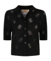 Marni Black Wool-silk Knit Openwork Shirt In Black