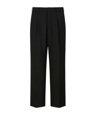 Marni Black Wool Trousers With Geometric Jacquard Motif