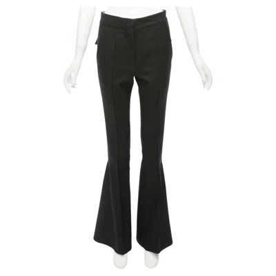 Pre-owned Marni Black Wool Twill Mid Waist Flared Dress Pants It38 Xs