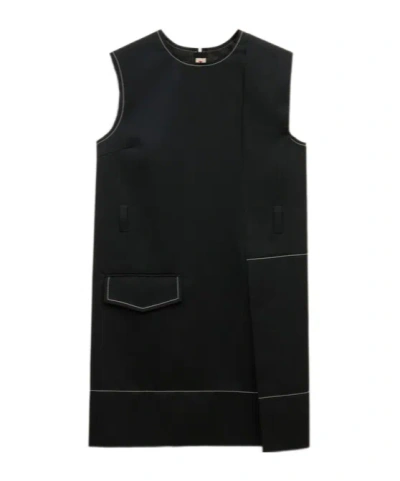 Marni Black Wool Wrap-effect Mini Dress With Pocket