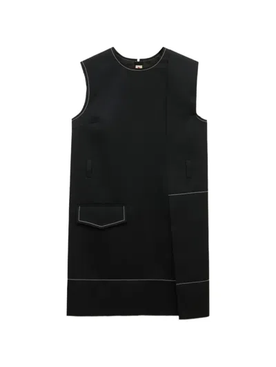 Marni Black Wool Wrap-effect Mini Dress With Pocket