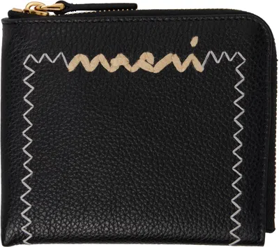 Marni Black Zip Around Wallet In 00n99 Black