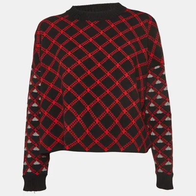 Pre-owned Marni Black/red Patterned Wool Jumper S