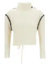 Marni Off-white Wool Cashmere Wrap Sweater In Blackwhite