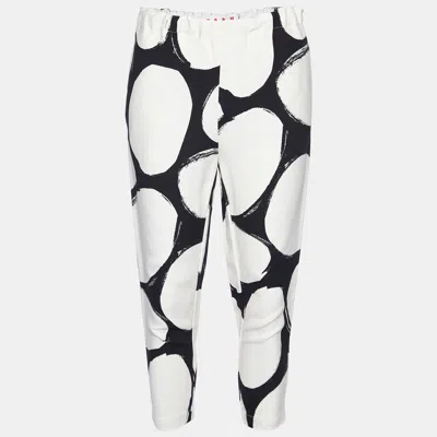 Pre-owned Marni Black/white Pebbles Print Crepe Cady Trousers S