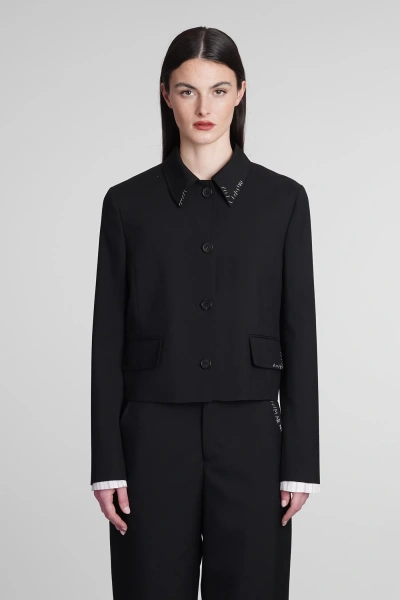 Marni Cropped Virgin-wool Blazer In Black