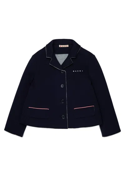 Marni Kids' Blazer Jacket With Logo In Blue