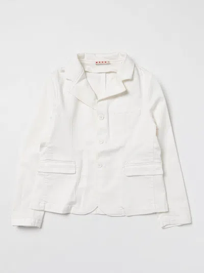 Marni Kids' Logo-embroidered Cotton Blazer In White