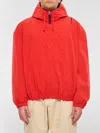 Marni Hooded Jacket With Elasticated Hem And Side Pockets In Red