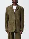 Marni Green Single-breasted Jacket With Notched Revers And Logo Patch On The Rear In Green