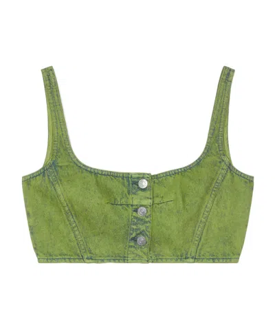 MARNI MARNI LOGO PATCH DENIM CROP TOP