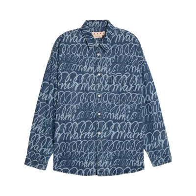 Pre-owned Marni Bleached Echoes Lasered Light Denim 'blue Kyanite' | Men's Size 48