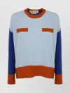 Marni Color Block Light Blue Cashmere Sweater In Multi