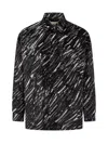 Marni Flocked Denim Oversized Shirt With Crayon Print In Black