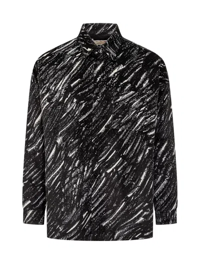 Marni Crayon Print Cotton Shirt In Black