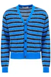 Marni Striped Wool And Mohair Cardigan In Mazarine Blue
