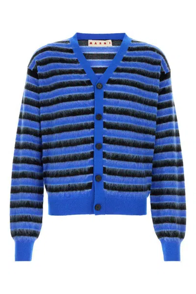 MARNI MARNI BLUE AND BLACK WOOL KNITWEAR