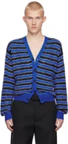 Marni Striped Wool And Mohair Cardigan In Blue