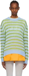 Marni Blue & Green Striped Sweater In Rgb50 Iris Blue