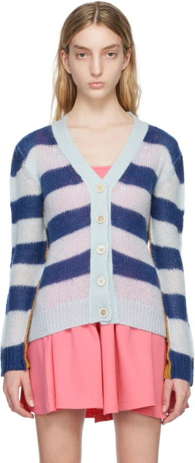 Marni Blue & Tan Paneled Cardigan In Mxb20 Illusion Blue