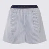 Marni Relaxed-fit Bermuda Shorts With Textured Stripe Pattern In Azure