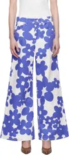Marni Wide-leg Floral Cotton Trousers In Dib26 Blue Lilac