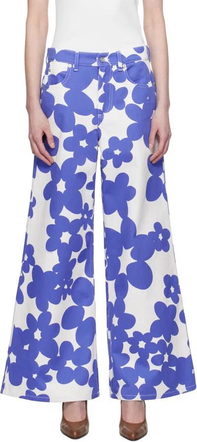 MARNI BLUE & WHITE DILLIES PRINT TROUSERS