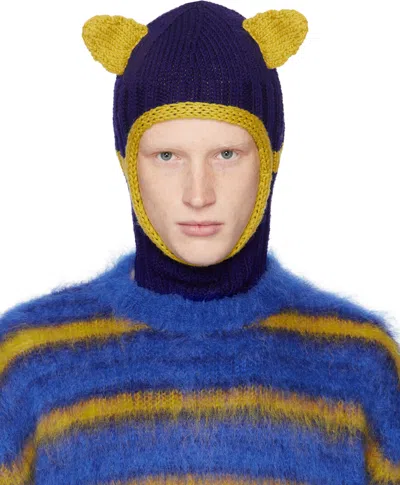 Marni Blue & Yellow Ears Balaclava In 00b94 Blumarine