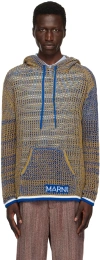 Marni Blue & Yellow Net Hoodie In Mlb48 Vivid Blu