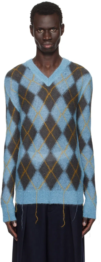 Marni V Neck Sweater In Blue