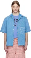 Marni Men Cotton Shirt In Pcb44 Cobalt