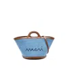 Marni Tropicalia Handbag In Denim And Leather With Embroidered Logo
