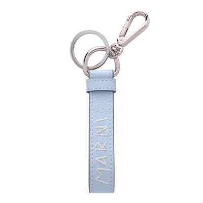 Marni Blue Calf Leather Keychains In Neutral
