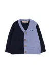 Marni Blue Cardigan For Baby Boy With Logo In Multi