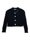 Marni Blue Cardigan With Distressed Effect And Embroidered Logo On The Front In Cotton Girls In Blu