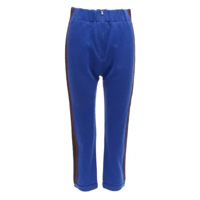 Pre-owned Marni Blue Cotton Blend Brown Black Tape Tapered Joggers It38 Xs