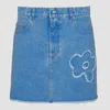 Marni Denim Mini Skirt With Floral Patch Detail