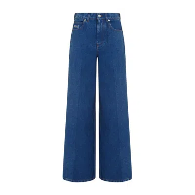 Marni Denim Wide Leg Mid Rise Jeans In Blue