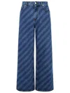 Marni Cotton Jeans Stripe Diagonal Five-pocket Wide-leg In Blue