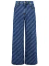 Marni Cotton Jeans Stripe Diagonal Five-pocket Wide-leg In Blue