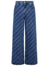 Marni Cotton Jeans Stripe Diagonal Five-pocket Wide-leg In Blue