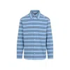 Marni Light Blue Cotton Turtleneck Polo With Horizontal Stripes