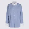 Marni Blue Striped Poplin Shirt In Blue