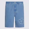 Marni Denim Shorts With Distressed And Elastic Waistband In Red