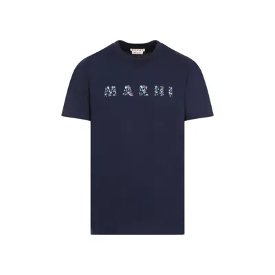 Marni Blue Cotton T-shirt In Black