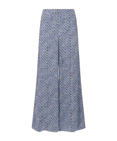 Marni Crepe De Chine Wide Leg Pants In Blue