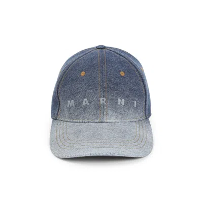 Marni Blue Denim Logo Baseball Hat